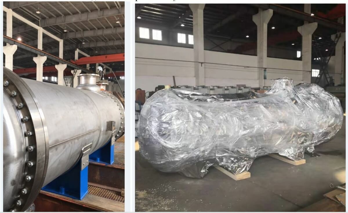 PJSC URALKALI 的三个热交换器 1200 TKG 由钛合金 GR.12 制成